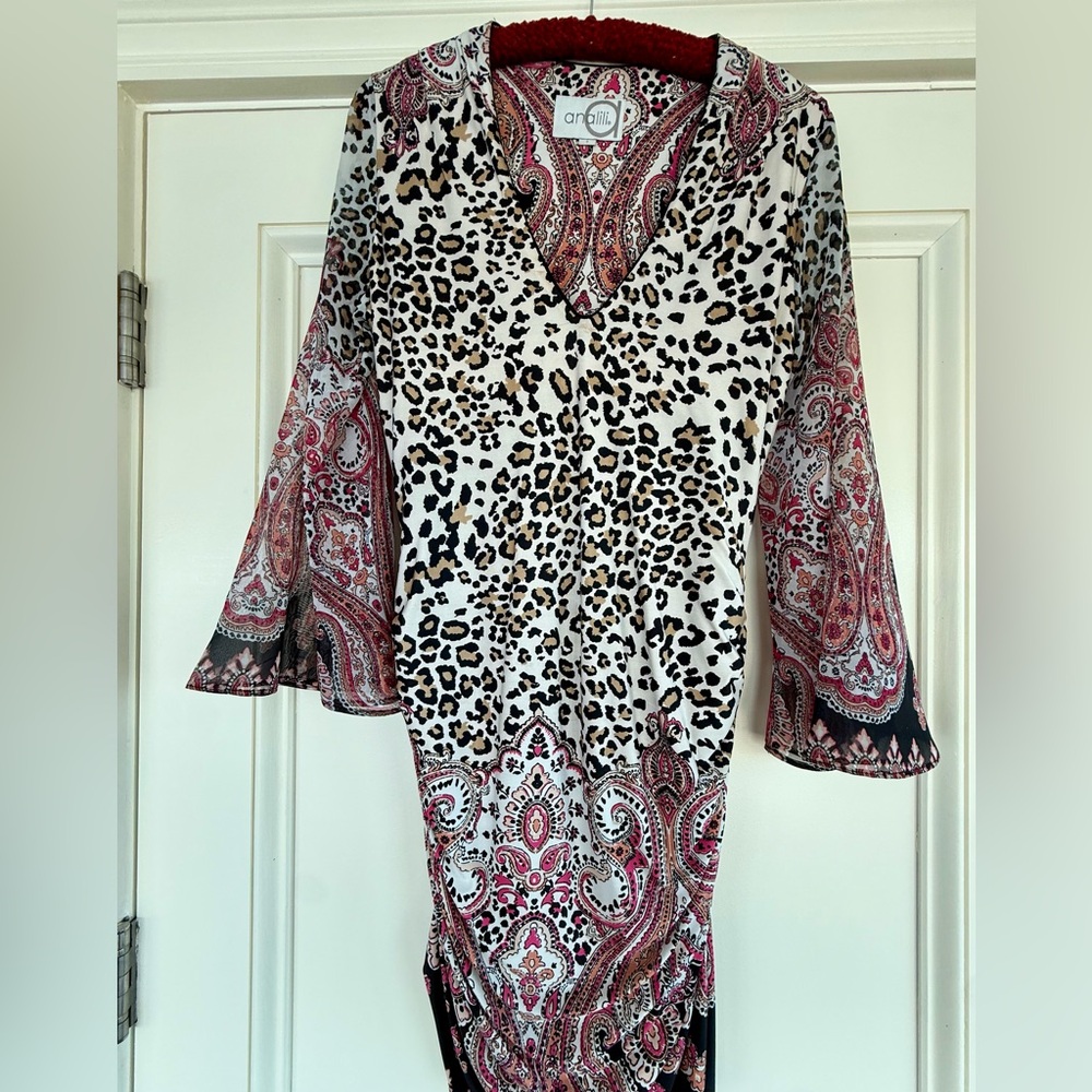 Analili Vibrant Paisley and Leopard Dress